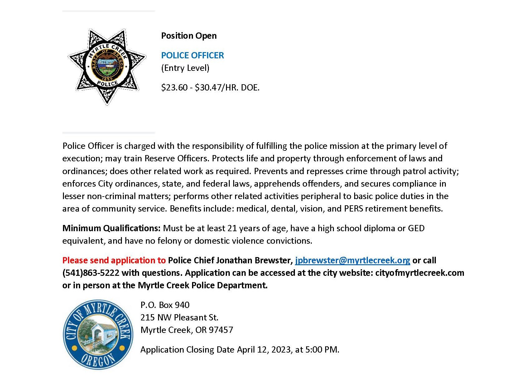 Police Officer 3-2023 job posting
